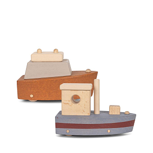 Набор игрушечных корабликов Konges Slojd "Wooden Boats Winter moss", 2 шт, зимний мох